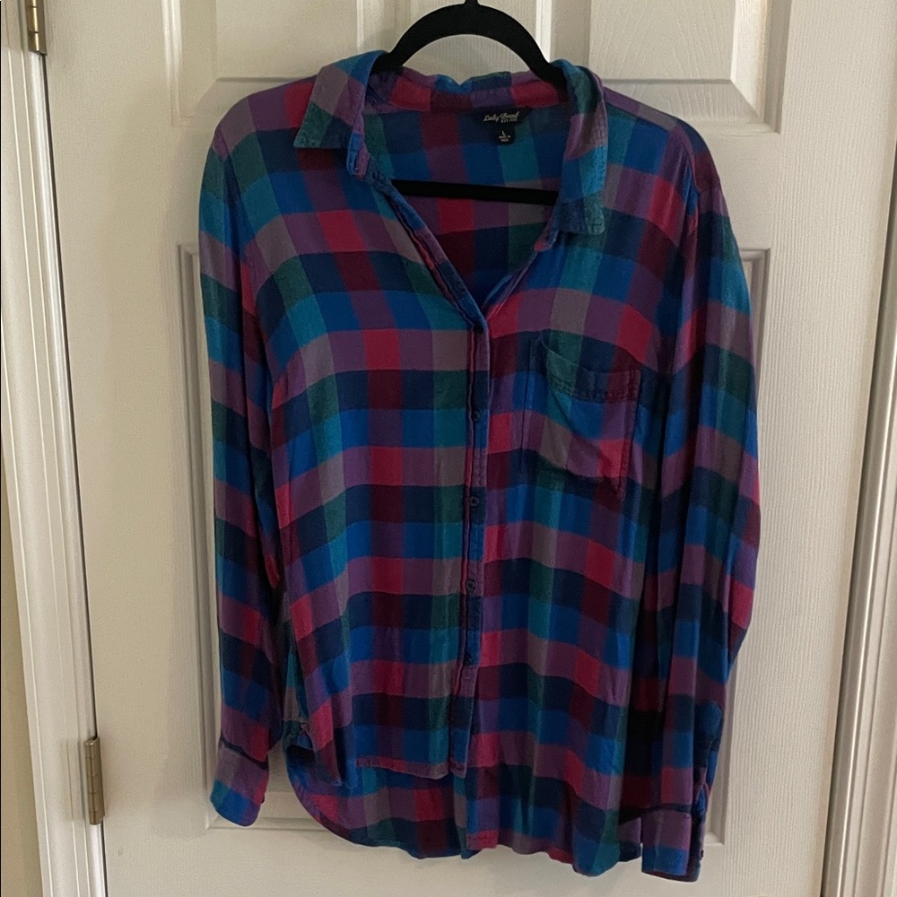 Lucky Brand Red and Blue Plaid Shirt